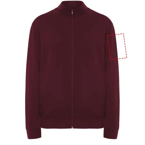 Ulan unisex celorozopínací sveter - Roly – granátová – tlačová plocha – Levý biceps