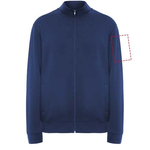 Ulan unisex celorozopínací sveter - Roly – kráľovská modrá – tlačová plocha – Levý biceps