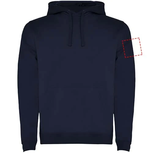 Urban detská mikina s kapucňou - Roly – námornícka modrá – tlačová plocha – Ľavý biceps