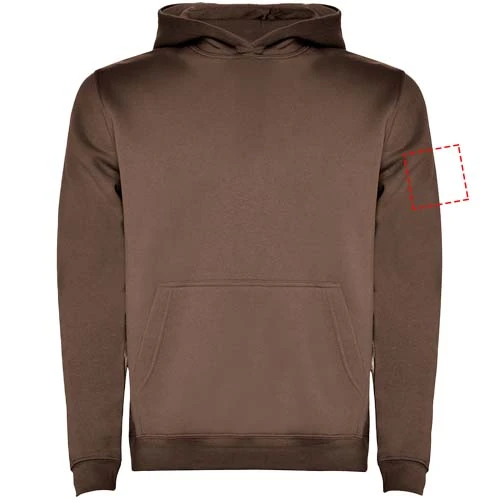 Urban detská mikina s kapucňou - Roly – moka – tlačová plocha – Levý biceps