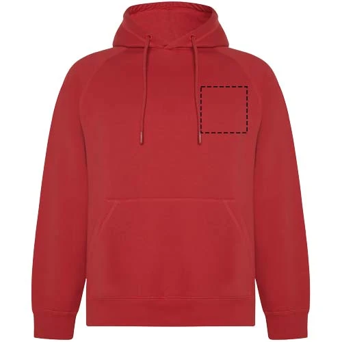 Vinson unisex mikina s kapucňou - Roly – červená – tlačová plocha – Ľavá strana hrude