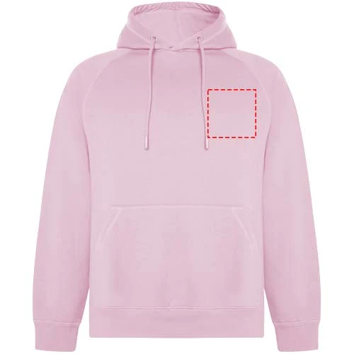 Vinson unisex mikina s kapucňou - Roly – světle růžová – tlačová plocha – Ľavá strana hrude