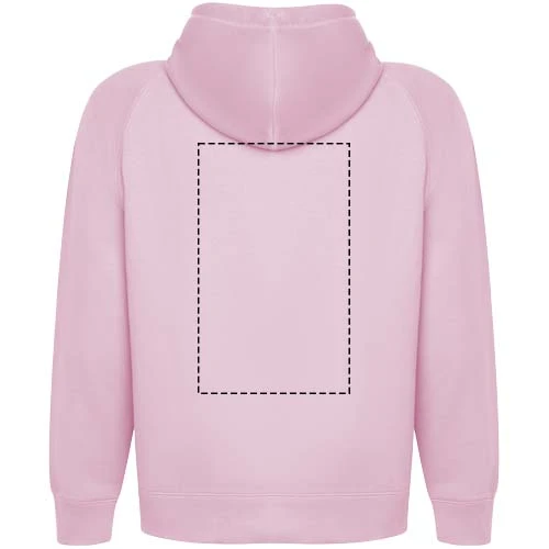 Vinson unisex mikina s kapucňou - Roly – světle růžová – tlačová plocha – Horná časť chrbta