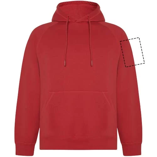 Vinson unisex mikina s kapucňou - Roly – červená – tlačová plocha – Ľavý biceps
