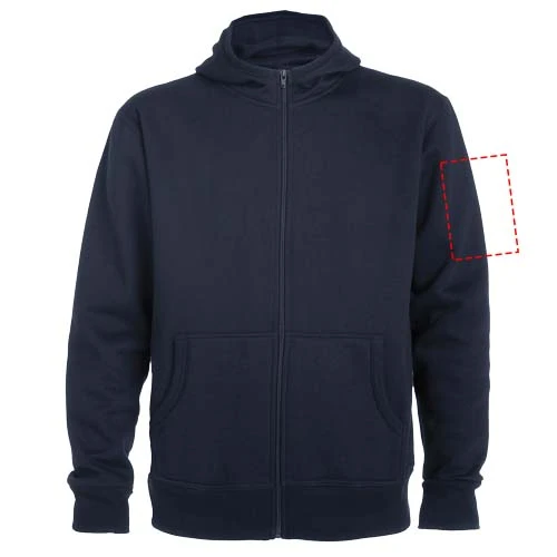Montblanc unisex celorozopínací mikina s kapucňou - Roly – námornícka modrá – tlačová plocha – Ľavý biceps