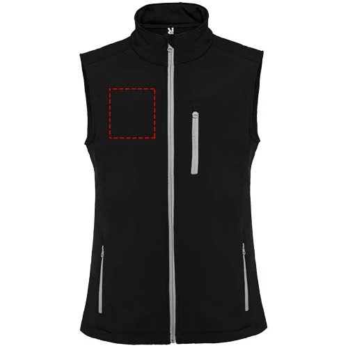Nevada unisex softshellová vesta - Roly – černá – tlačová plocha – Pravá strana hrude