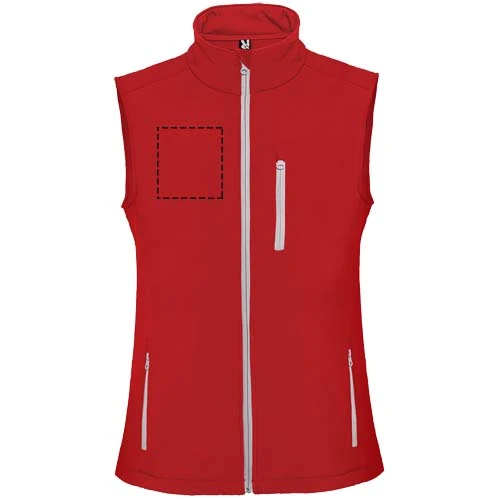 Nevada unisex softshellová vesta - Roly – červená – tlačová plocha – Pravá strana hrude