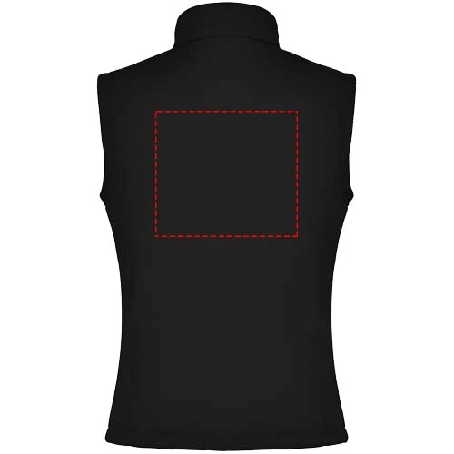 Nevada unisex softshellová vesta - Roly – černá – tlačová plocha – Impact vyšší záď