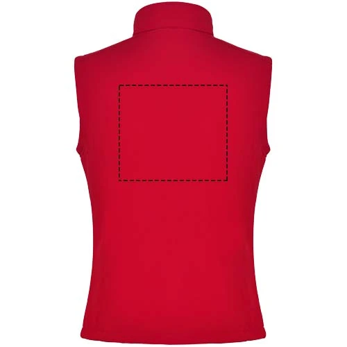 Nevada unisex softshellová vesta - Roly – červená – tlačová plocha – Impact vyšší záď