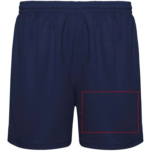 Player unisex športové šortky - Roly – námornícka modrá – tlačová plocha – Na levé noze