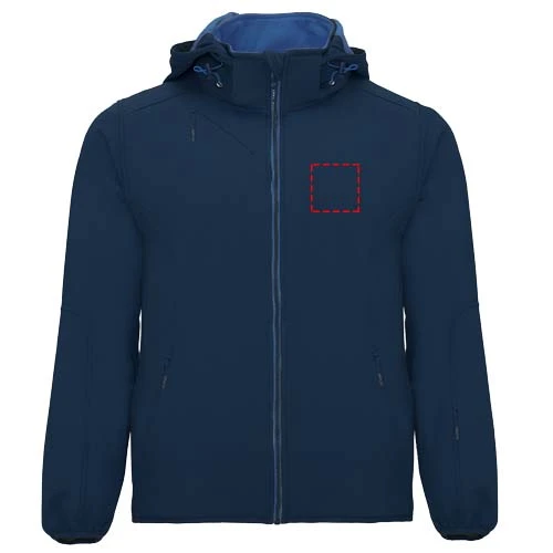 Siberia unisex softshellová bunda - Roly – námornícka modrá – tlačová plocha – Ľavá strana hrude