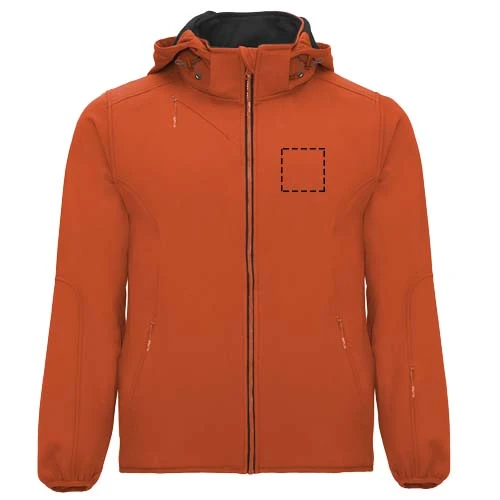 Siberia unisex softshellová bunda - Roly – rumělkově oranžová – tlačová plocha – Ľavá strana hrude