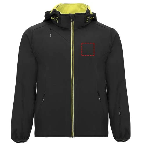 Siberia unisex softshellová bunda - Roly – černá – tlačová plocha – Ľavá strana hrude