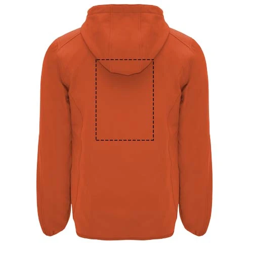 Siberia unisex softshellová bunda - Roly – rumělkově oranžová – tlačová plocha – Horná časť chrbta