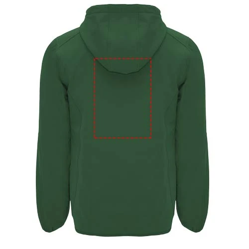 Siberia unisex softshellová bunda - Roly – láhvová zelená – tlačová plocha – Impact vyšší záď
