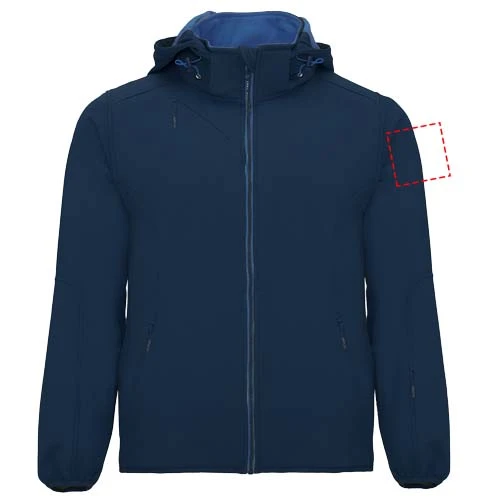 Siberia unisex softshellová bunda - Roly – námornícka modrá – tlačová plocha – Levý biceps