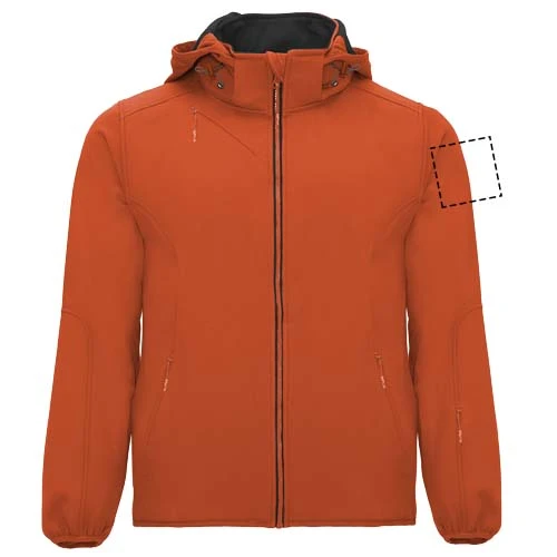 Siberia unisex softshellová bunda - Roly – rumělkově oranžová – tlačová plocha – Ľavý biceps