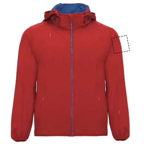 Siberia unisex softshellová bunda - Roly – červená – tlačová plocha – Ľavý biceps