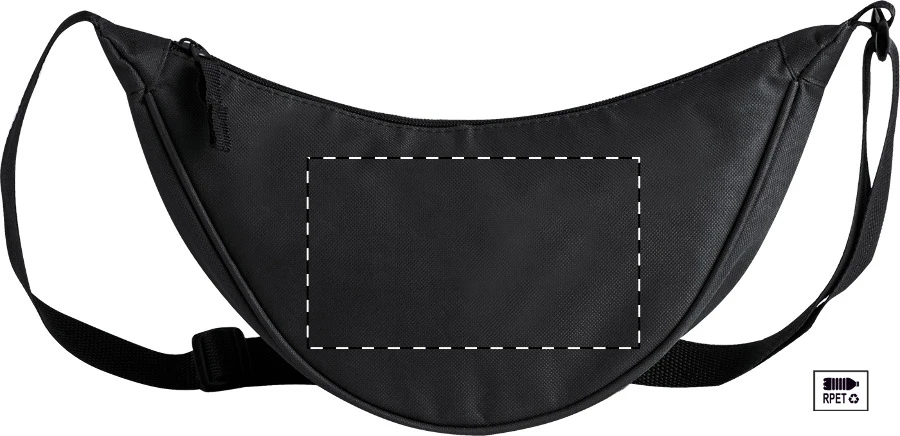 Lollap RPET crossbody ľadvinka – čierna – tlačová plocha – Predná strana