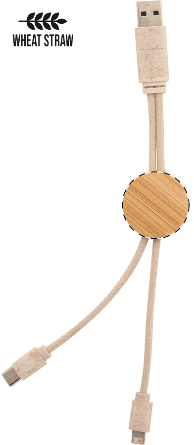 Nihon USB nabíjačka – natural – tlačová plocha – Okrúhly - predná strana