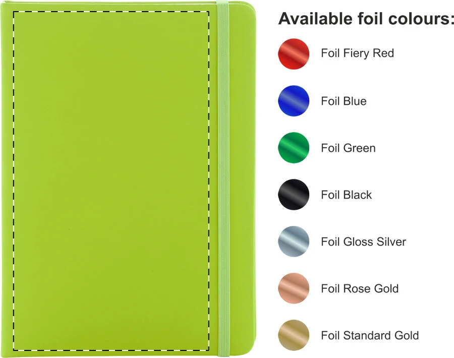 Repuk Blank A5 RPU blok – lime green – tlačová plocha – Predná strana – fóliová hĺbková razba