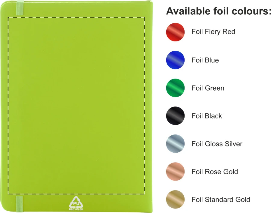 Repuk Blank A5 RPU blok – lime green – tlačová plocha – Zadná strana – fóliová hĺbková razba