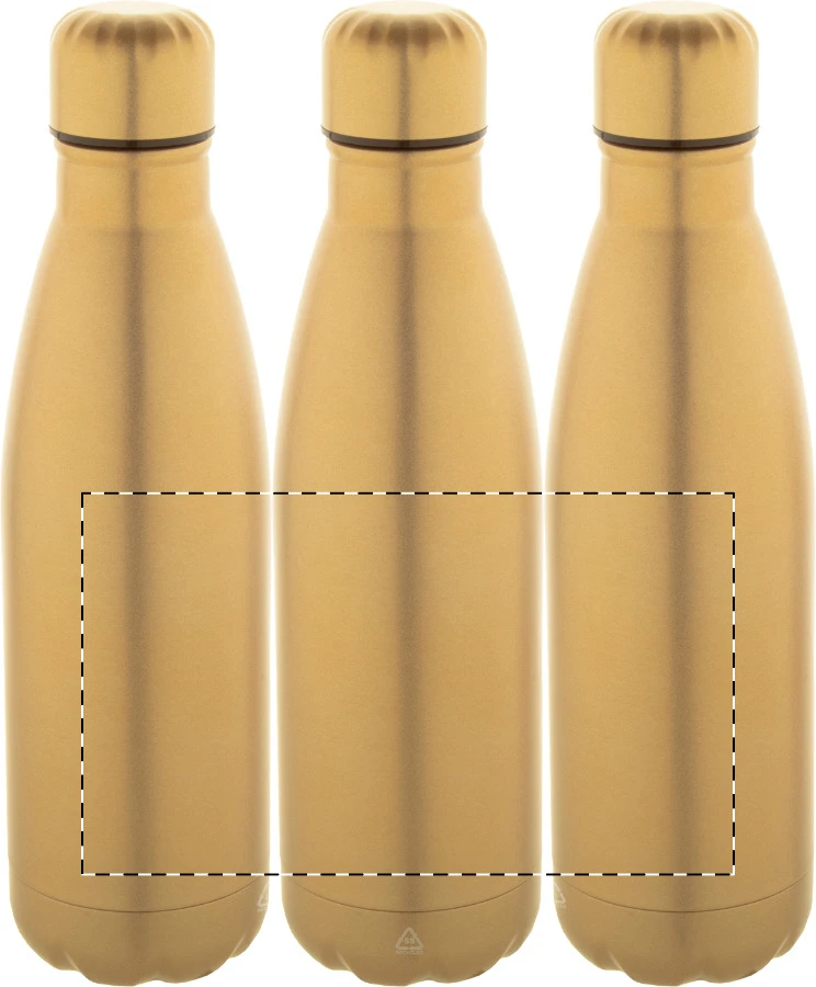 Refill recyklovaná fľaša z nerez ocele – gold – tlačová plocha – Celoplošná potlač – rotačná sieťotlač