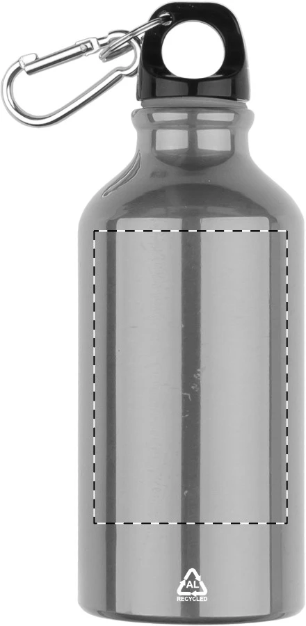 Raluto flaša – silver – tlačová plocha – Predná strana