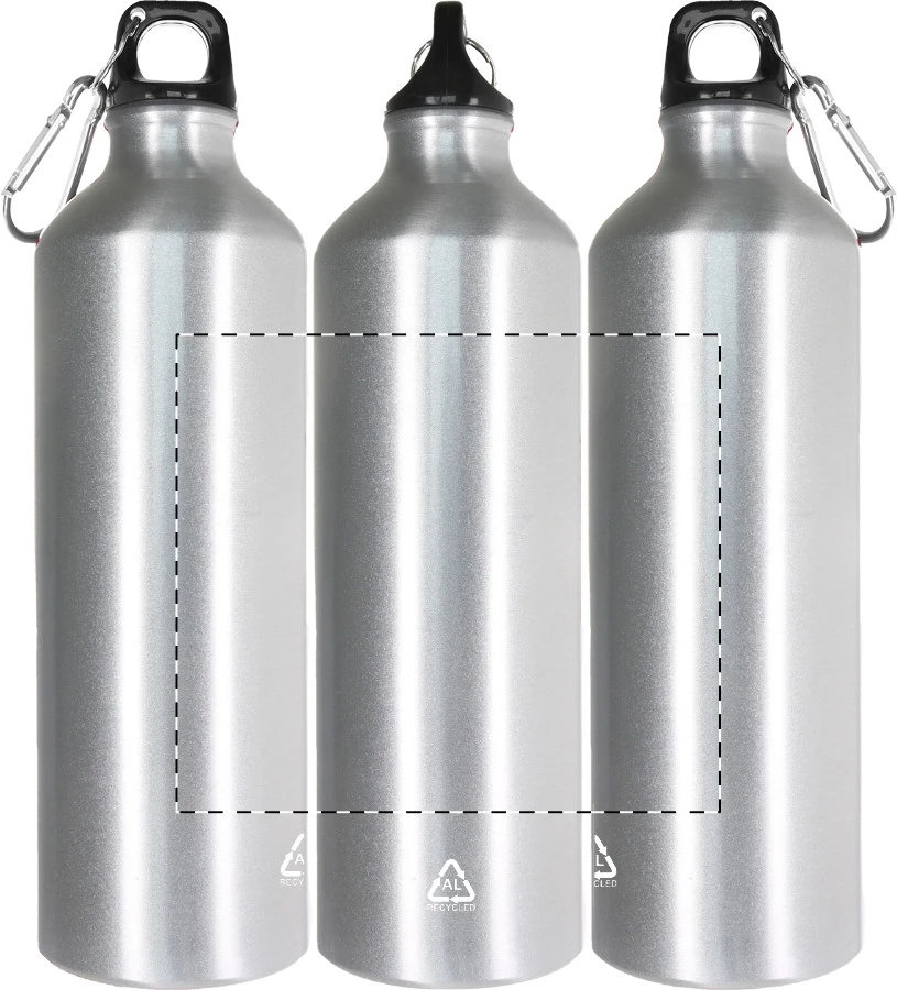 Raluto XL flaša – silver – tlačová plocha – Celoplošná potlač – rotačná sieťotlač