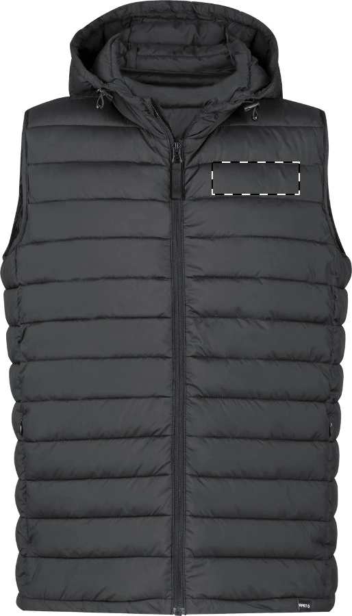 Nordra bodywarmer vesta – čierna – tlačová plocha – Ľavá hruď