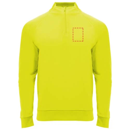 Epiro unisex mikina s dlhým rukávom a štvrtinovým zipsom - Roly – fluorescenční žlutá – tlačová plocha – Ľavá strana hrude