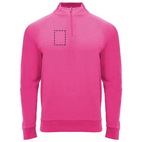 Epiro unisex mikina s dlhým rukávom a štvrtinovým zipsom - Roly – fluorescenční růžová – tlačová plocha – Pravá strana hrude