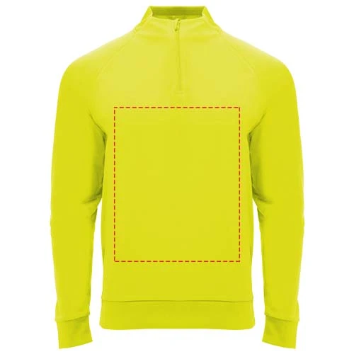 Epiro unisex mikina s dlhým rukávom a štvrtinovým zipsom - Roly – fluorescenční žlutá – tlačová plocha – Celá predná strana