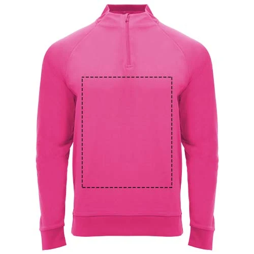 Epiro unisex mikina s dlhým rukávom a štvrtinovým zipsom - Roly – fluorescenční růžová – tlačová plocha – Celá predná strana