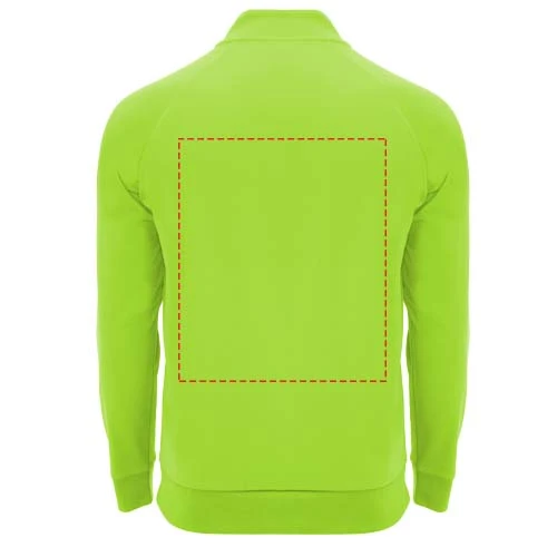 Epiro unisex mikina s dlhým rukávom a štvrtinovým zipsom - Roly – fluorescenční zelená – tlačová plocha – Horná časť chrbta