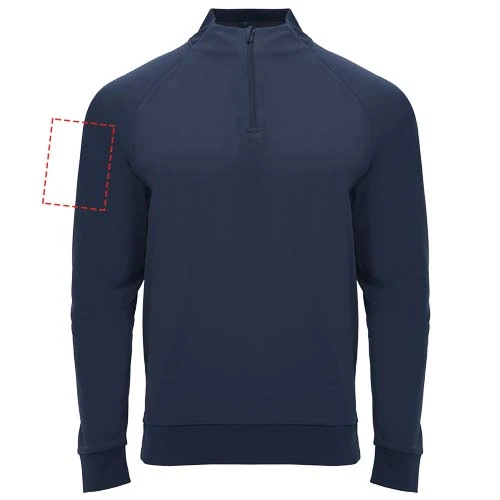 Epiro unisex mikina s dlhým rukávom a štvrtinovým zipsom - Roly – námornícka modrá – tlačová plocha – Pravý biceps