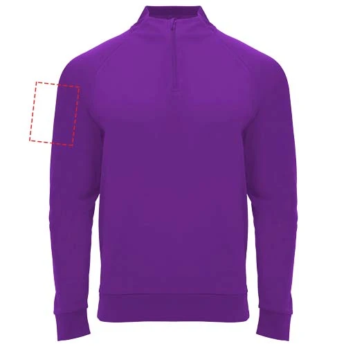 Epiro unisex mikina s dlhým rukávom a štvrtinovým zipsom - Roly – fialková – tlačová plocha – Pravý biceps