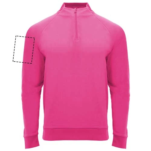 Epiro unisex mikina s dlhým rukávom a štvrtinovým zipsom - Roly – fluorescenční růžová – tlačová plocha – Pravý biceps