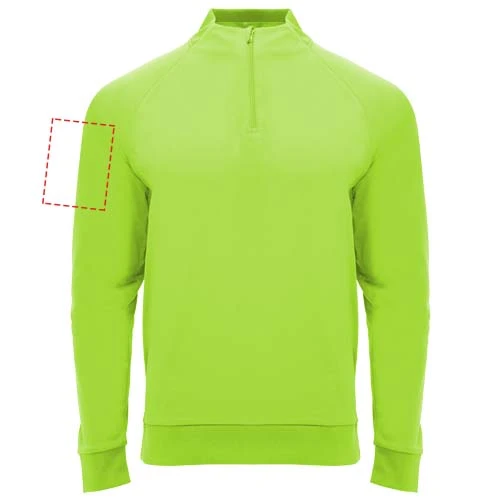 Epiro unisex mikina s dlhým rukávom a štvrtinovým zipsom - Roly – fluorescenční zelená – tlačová plocha – Pravý biceps