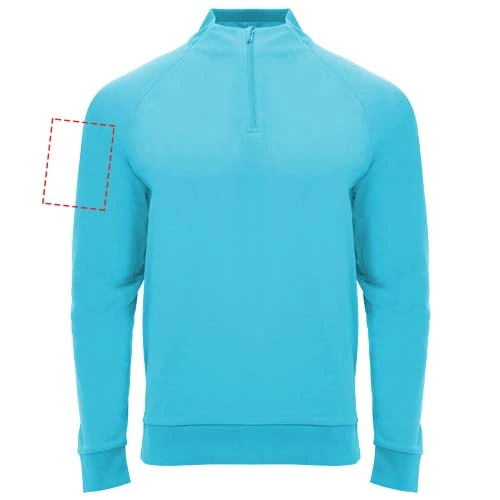Epiro unisex mikina s dlhým rukávom a štvrtinovým zipsom - Roly – fluorescenční tyrkys – tlačová plocha – Pravý biceps