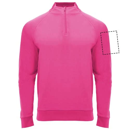 Epiro unisex mikina s dlhým rukávom a štvrtinovým zipsom - Roly – fluorescenční růžová – tlačová plocha – Ľavý biceps