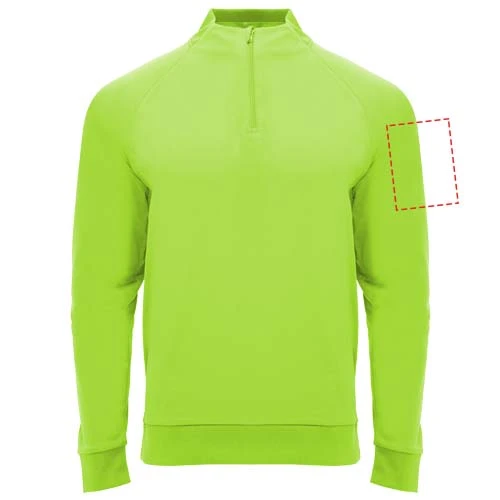 Epiro unisex mikina s dlhým rukávom a štvrtinovým zipsom - Roly – fluorescenční zelená – tlačová plocha – Ľavý biceps