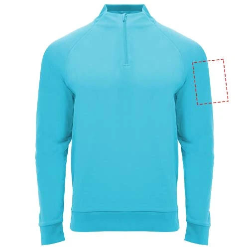 Epiro unisex mikina s dlhým rukávom a štvrtinovým zipsom - Roly – fluorescenční tyrkys – tlačová plocha – Ľavý biceps