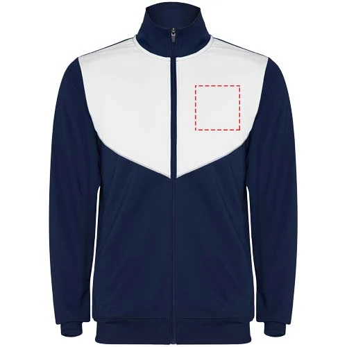 Evans unisex tepláková súprava - Roly – námornícka modrá – tlačová plocha – Ľavá strana hrude