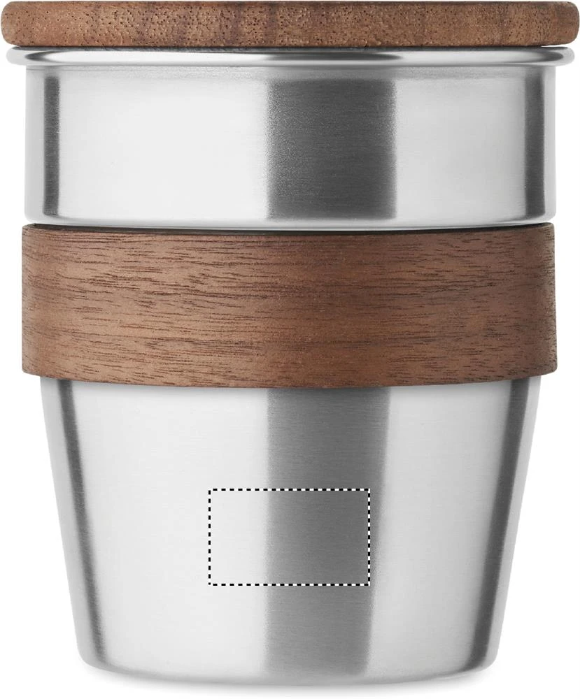 Jednostenný kelímok 350 ml WALNUT – matná stříbrná – tlačová plocha – MUG FRONT LOWER