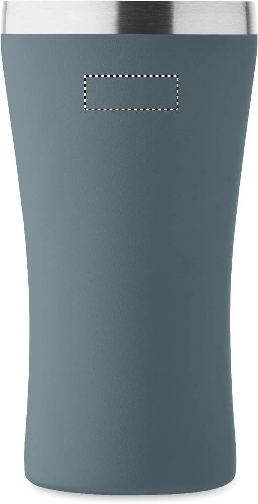 Dvojstenný pohárik 160 ml OZ – petrolejová – tlačová plocha – Predná strana hore