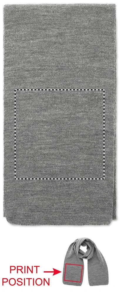 Šál RAFY – bilá/šedá – tlačová plocha – Bok 1