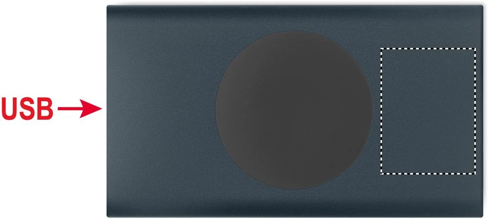 Powerbanka 5000mAh 15W POWERPLUS – francouzská námořnická modř – tlačová plocha – TOP RIGHT