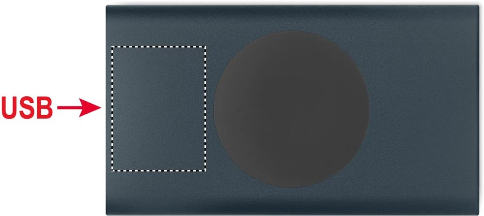 Powerbanka 5000mAh 15W POWERPLUS – francouzská námořnická modř – tlačová plocha – TOP LEFT
