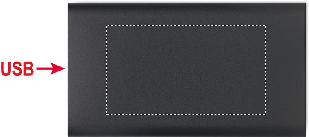 Powerbanka 5000mAh 15W POWERPLUS – černá – tlačová plocha – Zadná strana